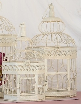 cream metal bird cage
