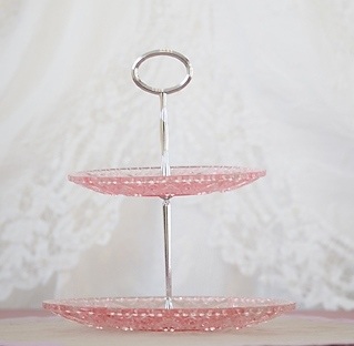 two tier pink cake stand